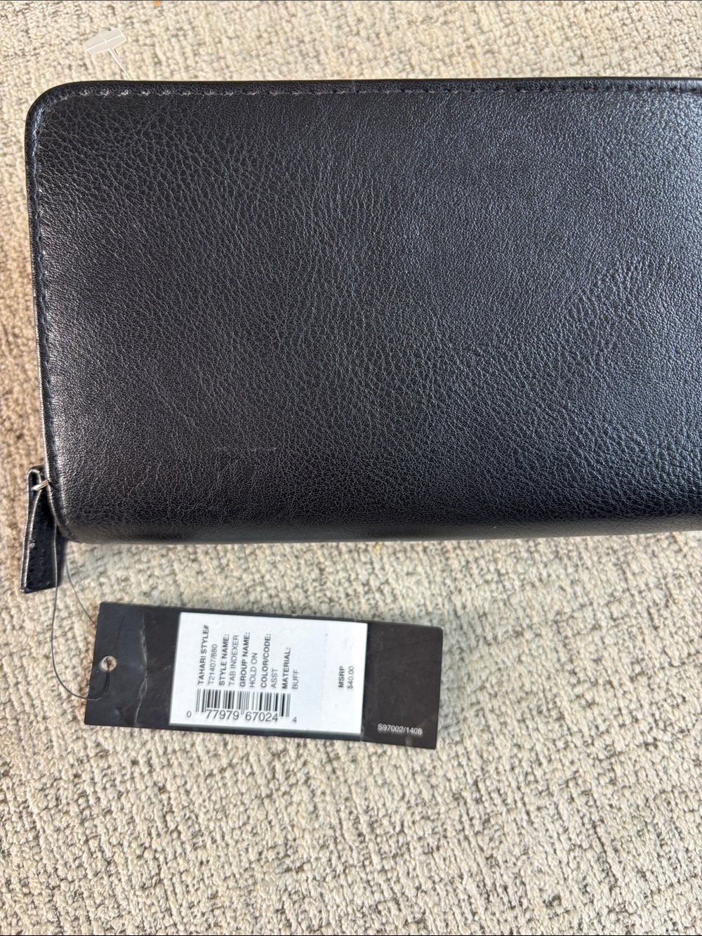Tahari Black Leather RFID Zip Wallet with Metal Logo - Picture 8 of 9